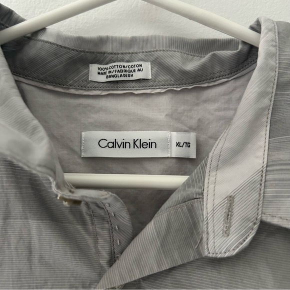 Calvin Klein  Grey Striped Dress T-Shirt - Picture 2 of 3
